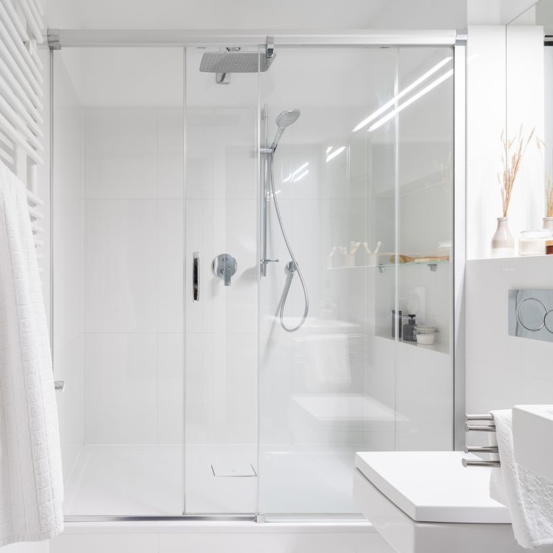 Modern Shower with Built-in Shelves